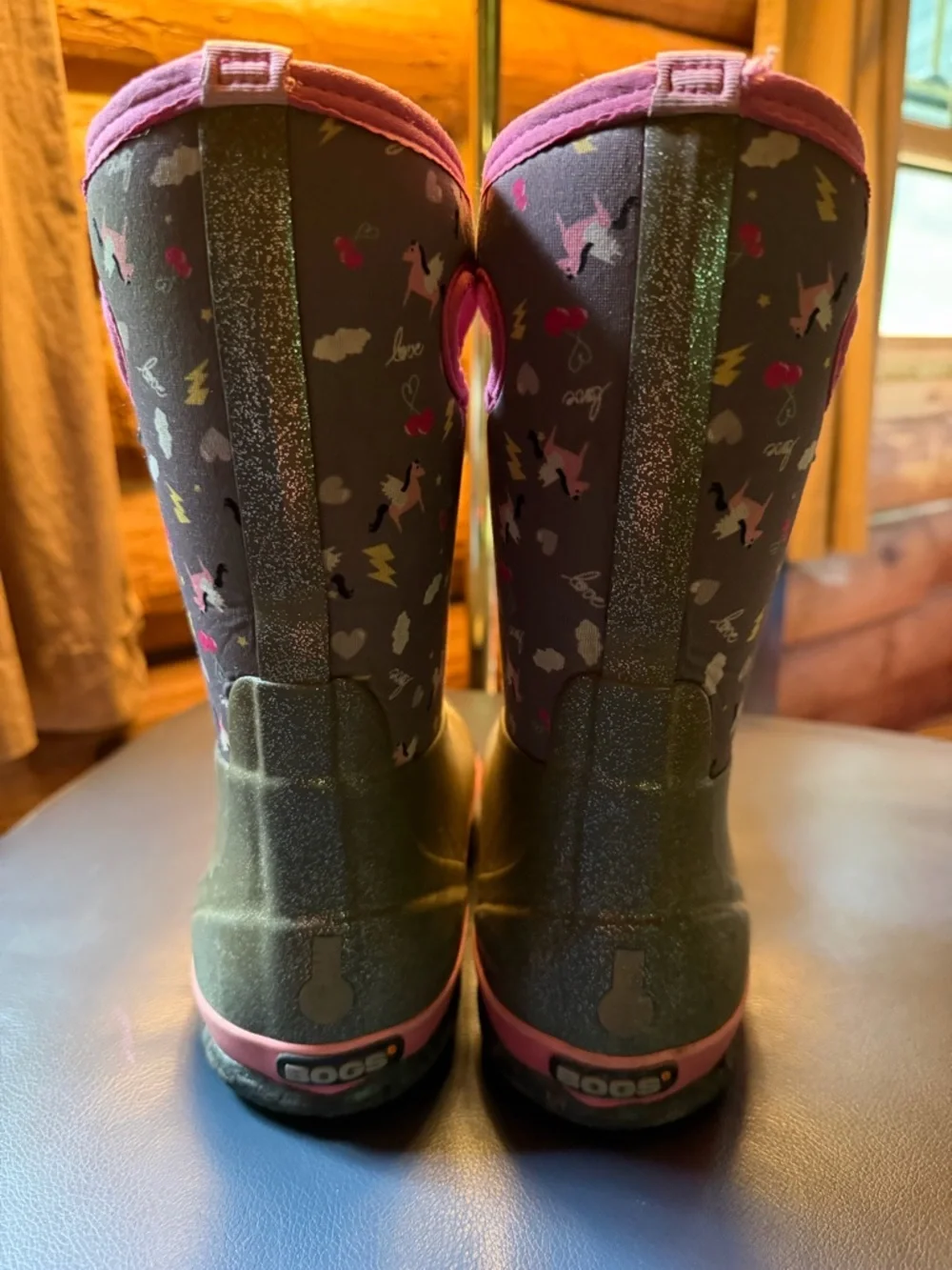 BOGS Kids Classic II Waterproof Winter Boots Pink Pegasus Sparkle Sz 4 EURO 37